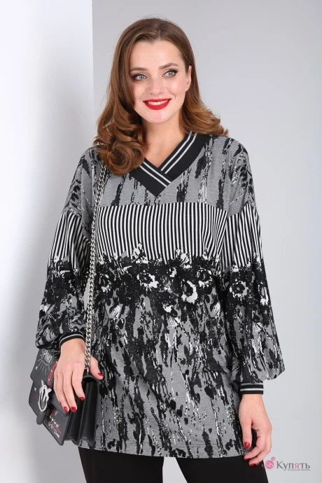 Блузка VIOLA STYLE ВК-1133 черный/серый #1
