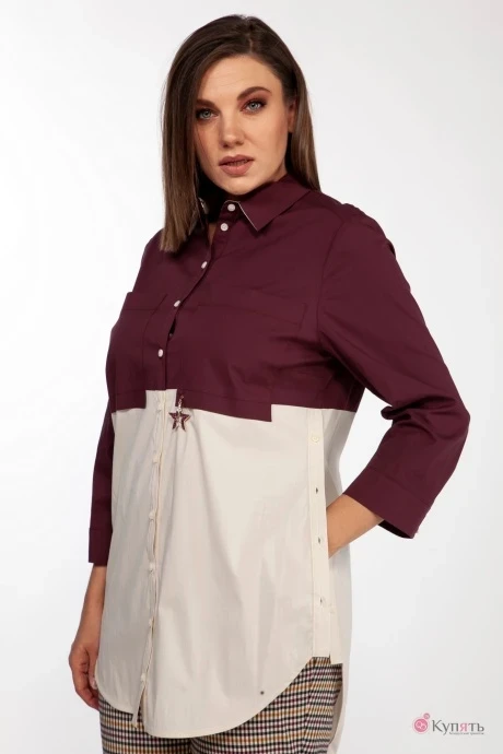 Рубашка Anna Majewska А335 бордо, топленое молоко #1
