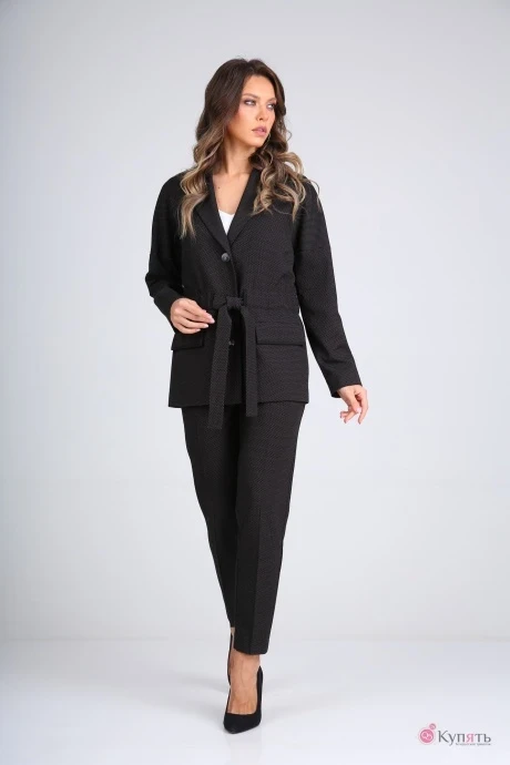 Брючный костюм SandyNa 130513 черный в точку двойка #1