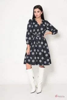 Платье Кокетка и К 899 черный и белые горохи