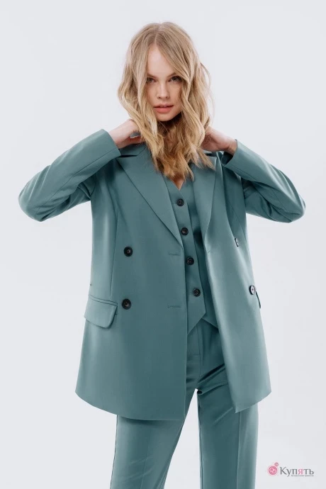 Брючный костюм УТИЛЬ PiRS 2537 серо-бирюзовый тройка #1