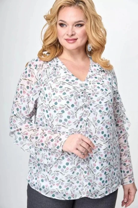 Блузка Anelli 1088 белый с цветами #1