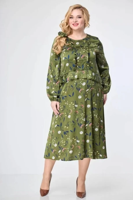 Платье Anelli 1097 зеленый с цветами #1