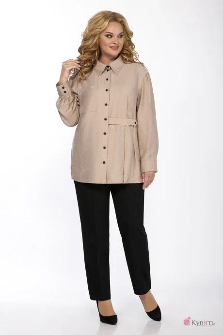 Брючный костюм Элль-стиль 2088/1 бежевый/черный #1