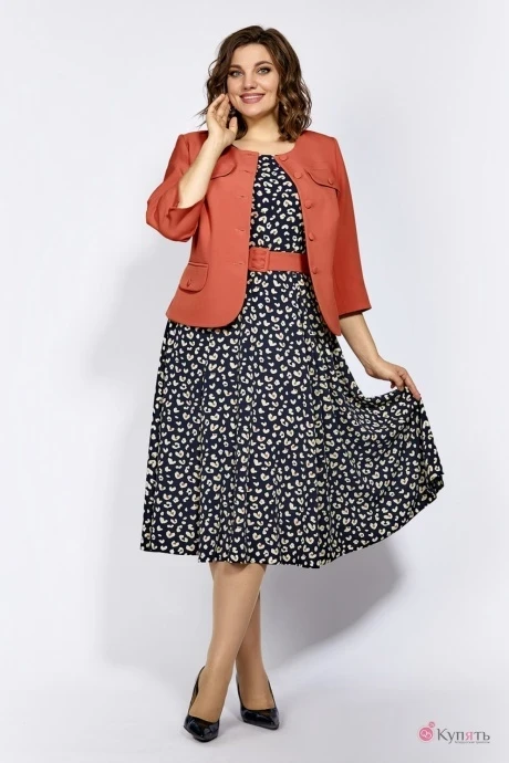 Костюм с платьем Милора Стиль 979/1 терракот двойка #1