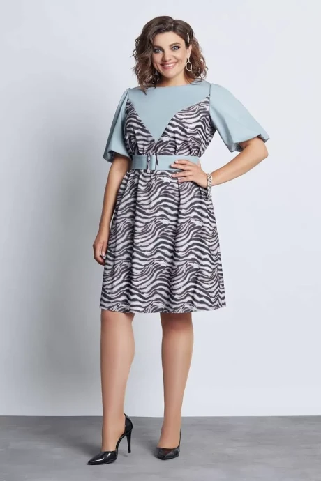 Платье Mira Fashion 5052 голубой+зебра #1