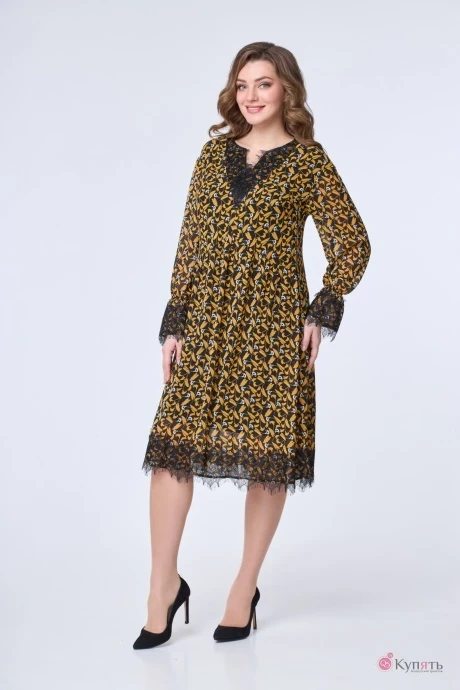 Платье Дали 4210 чёрное с горчицей #1