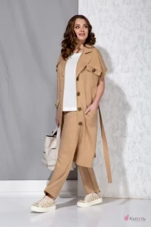 Брючный костюм Beautiful&Free 3064 беж тройка