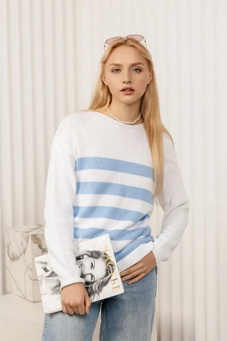 Джемпер (кофта) Romgil ТЗ680Х белый/голубой #1