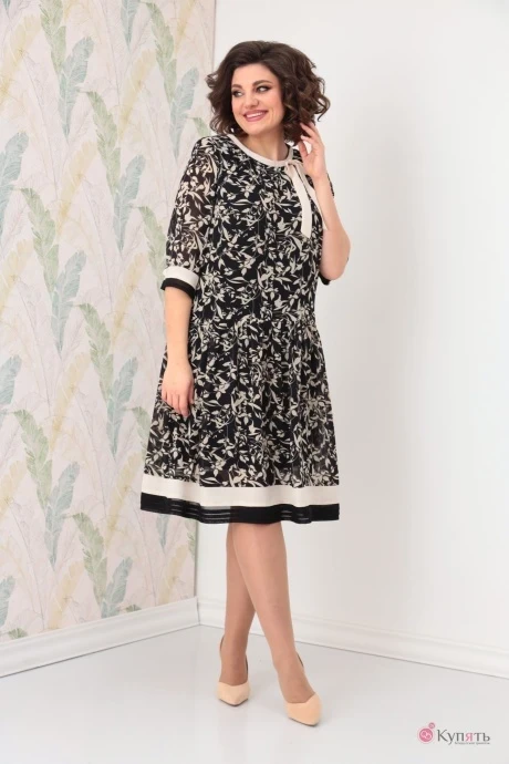 Платье SolomeaLux 899_1 черный с белым #1