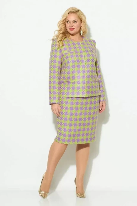 Юбочный костюм Кокетка и К 920 лилово-салатовый #1