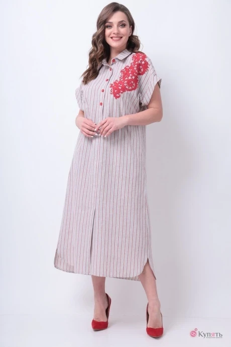Платье Michel Chic 993 полоска, розовый, серый #1