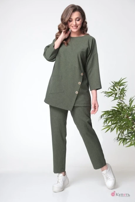 Брючный костюм Anastasia 686 олива двойка #1