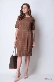 Платье Michel Chic 2091 коричневая клетка