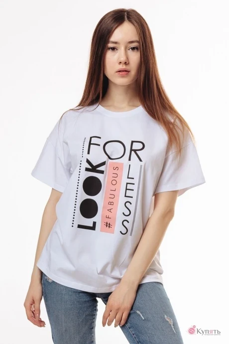 Футболка Romgil ТЗ693ЛХ белый с розовым #1