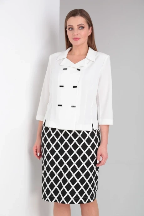 Юбочный костюм Vilena Fashion 801 белый+бело-черный двойка #1