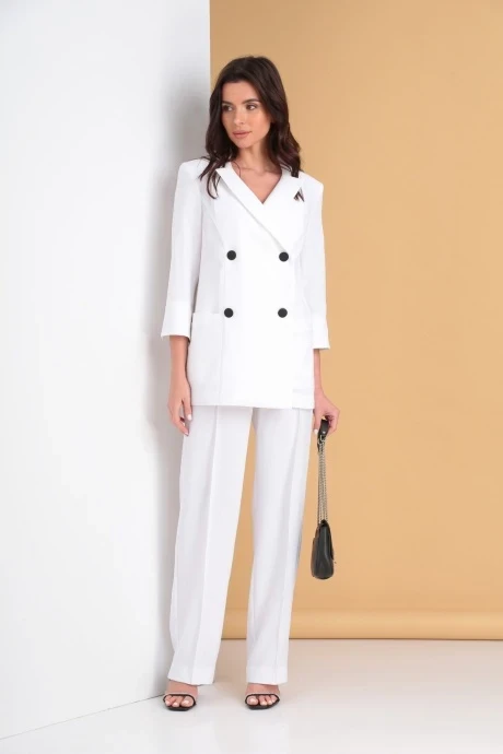 Брючный костюм Ладис Лайн 1450 белый двойка #1