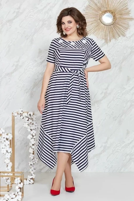 Платье Mira Fashion 5124 полоска+синий #1