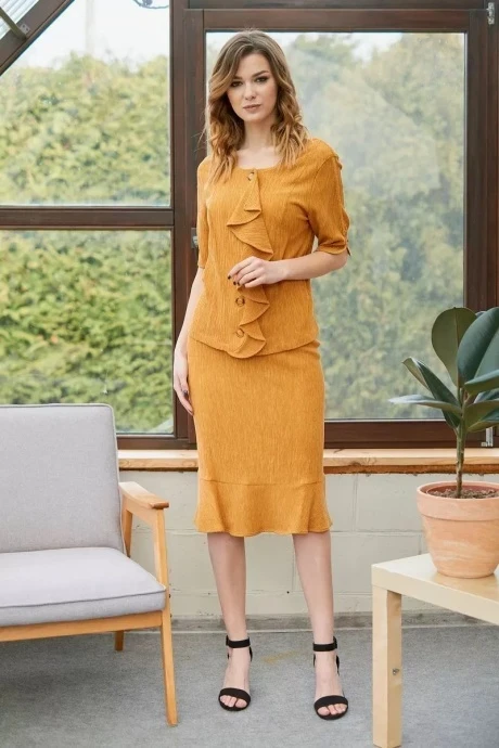 Юбочный костюм Fantazia Mod 3489 горчица #1