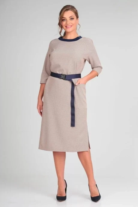 Трикотажное платье Michel Chic 2103 бежевый, синий #1
