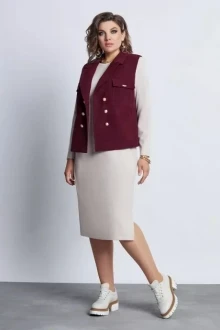 Костюм с платьем Mira Fashion 5138 беж+бордо