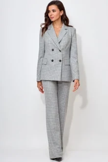 Брючный костюм LeNata 21032 беж в клетку двойка