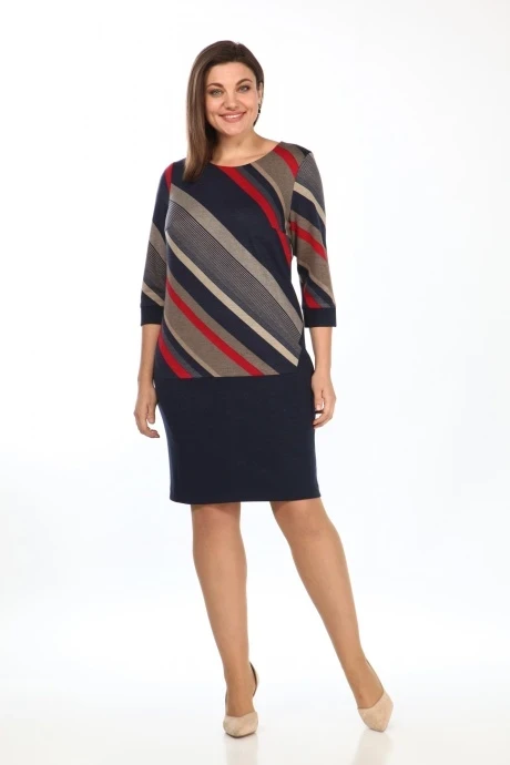 Платье Lady Style Classic 988 Темно-синий с красным Диагональ #1