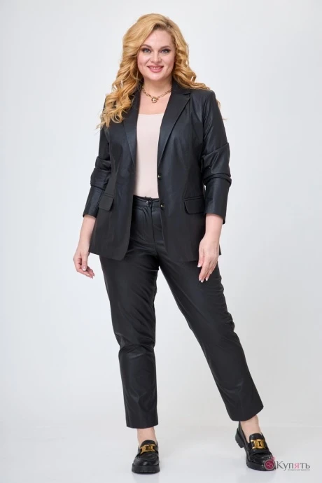 Брюки *Распродажа БелЭльСтиль 586 черная кожа #1