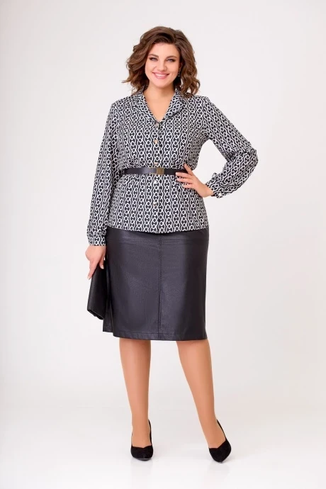 Блузка Swallow 632 Чёрно-бежевые цепи #1