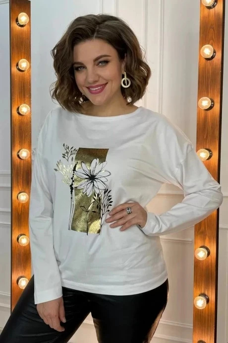 Джемпер (кофта) Rumoda 2054 белый+золото #1