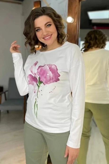 Джемпер (кофта) Rumoda 2061 белый+лаванда #1