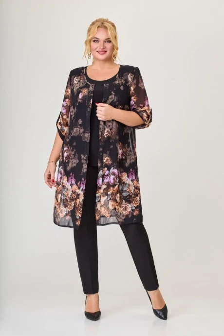 Брючный костюм Svetlana-Style 970 черный /цветы тройка #1