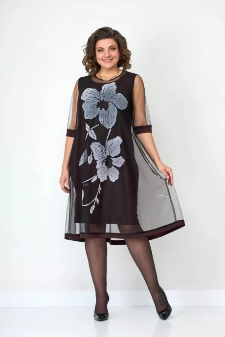 Вечернее платье с сеткой SolomeaLux 663С марсала #1