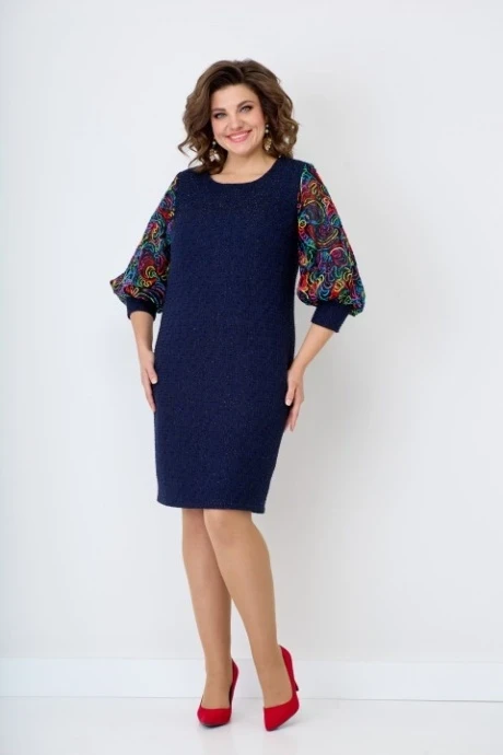 Вечернее платье с сеткой SolomeaLux 253В синий #1