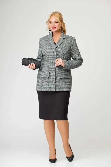 Юбочный костюм Swallow 628 Клетка серебряный иней, чёрный двойка #1