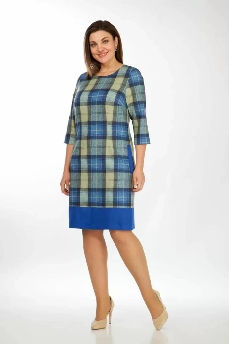 Платье *Распродажа Lady Style Classic 960/1 Синий с салатовым Клетка #1