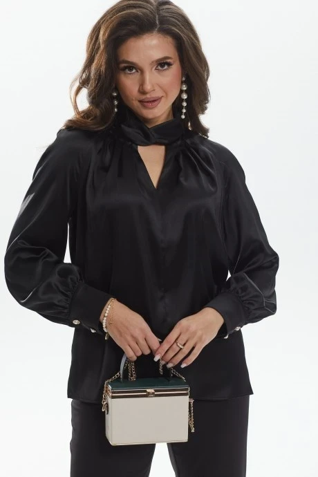 Блузка MALI 620-059 черный атлас #1