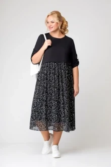Платье Swallow 639 Чёрный, чёрно-белая лоза