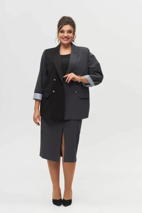 Двухцветный жакет (пиджак) Anelli 1315 черный+графит #1