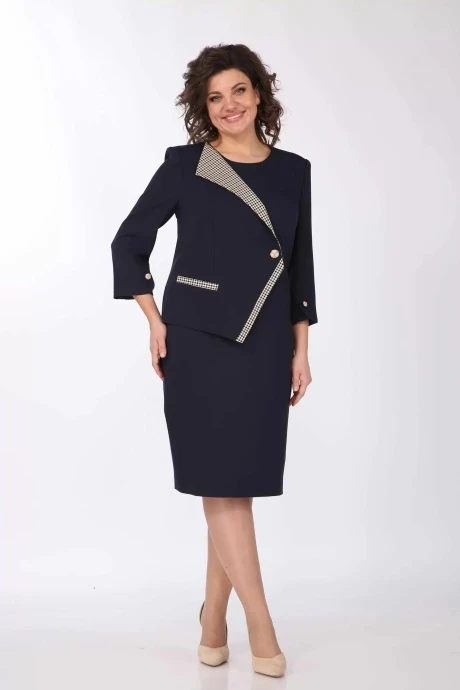 Деловое платье Vilena Fashion 863 темно-синий #1