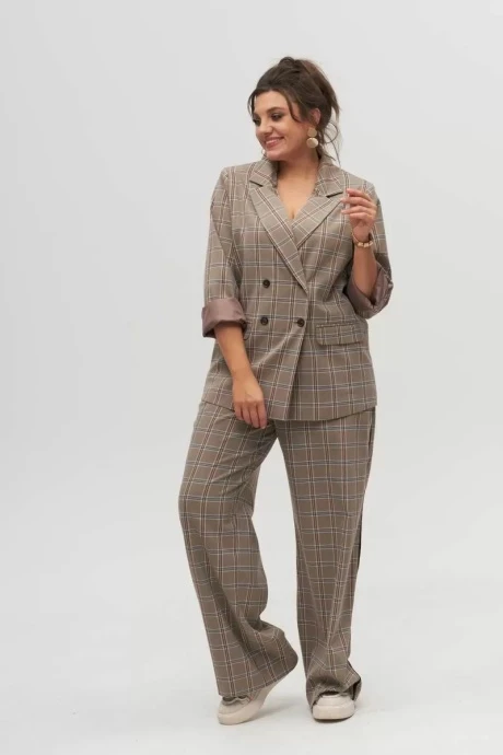 Брючный костюм Anelli 1297 бежево-коричневый #1