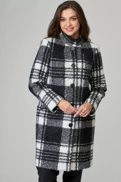 Пальто *Распродажа БелЭльСтиль 786 бело-черная клетка #1