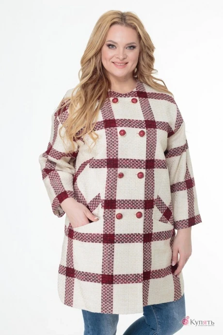 Пальто *Распродажа БелЭльСтиль 725 клетка #1