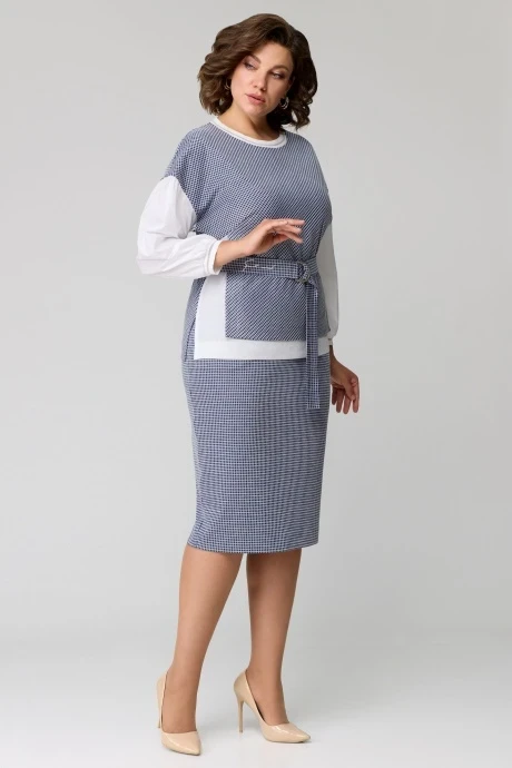 Юбочный костюм Мишель Стиль 1099 Серо-белый двойка #1