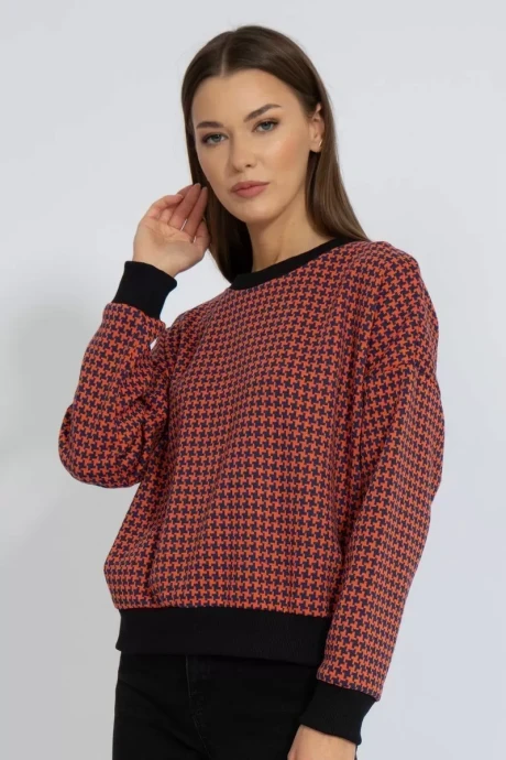 Джемпер (кофта) Kivviwear 4123.03 Гусиная лапка оранжево- розовый #1
