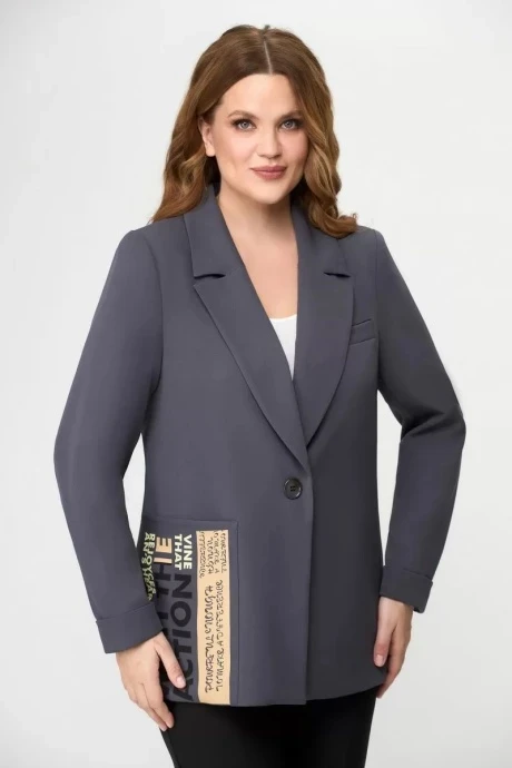 Однобортный жакет (пиджак) Дали 3594.1 серый принт #1