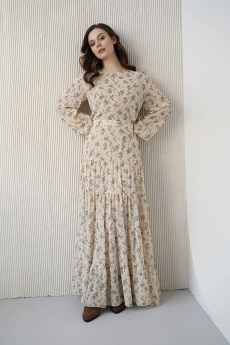 Платье BARBARA 153 бежевый+цветы #1