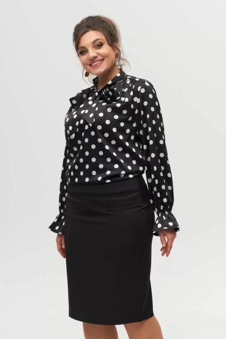 Блузка Anelli 1323 черный в белый горох #1