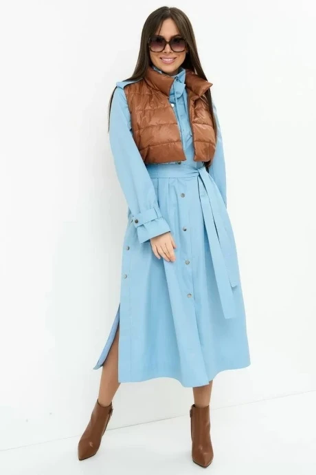 Плащ с кроп-жилетом Магия Моды 2222 голубой+коричневый двойка #1