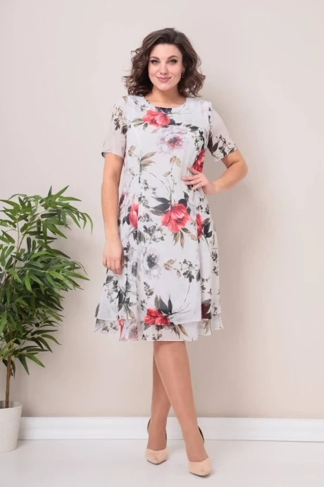 Платье Moda-Versal 2383 молочный красный #1